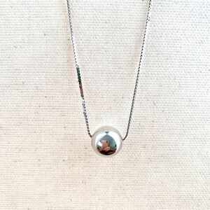Sterling Silver 10mm Floating Ball Pendant on 30" Sterling Silver Snake Chain